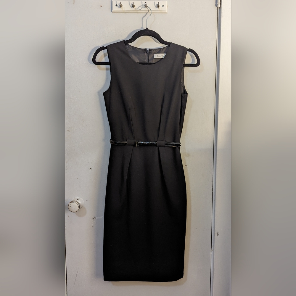 Calvin Klein | Sleeveless Belted Shift Dress | 2 Black